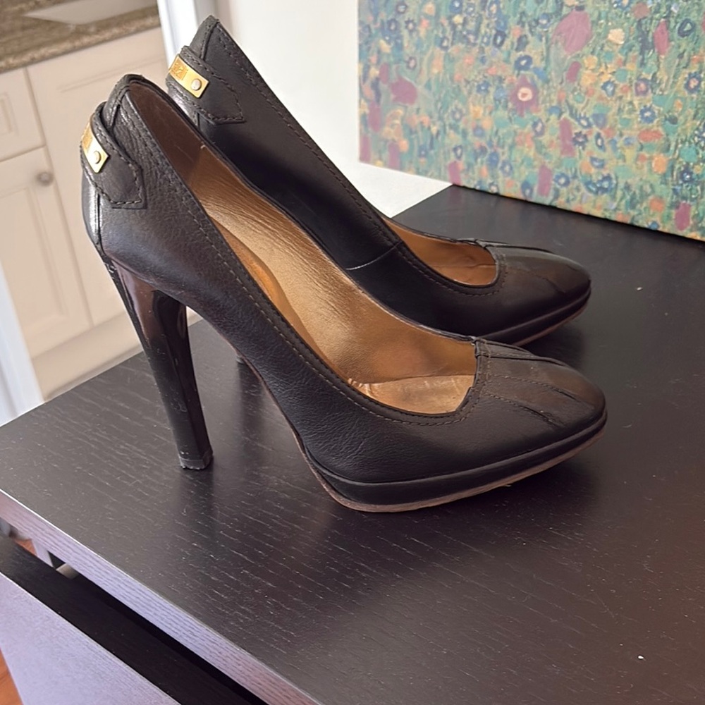 Roberto Cavalli Vero Cuoio Black Leather Heels
